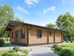 Деревянная баня с двумя комнатами-спальнями