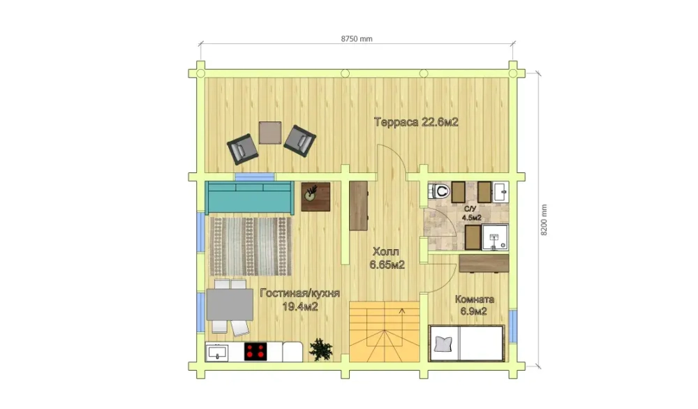 Дома-срубы 9 х 8