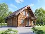 Деревянные дома из бревна с эркером в гостиной