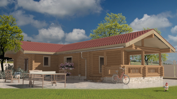 Угловые бани с террасой