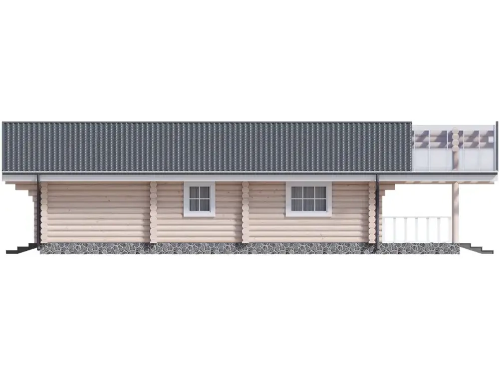 Одноэтажный коттедж-сруб | 3 спальни