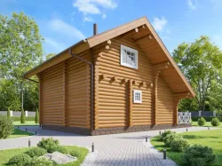 Современные бани-дома с мансардой