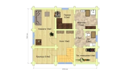 Дом-баня из бревна сруба 8 х9 с мансардой и балконом