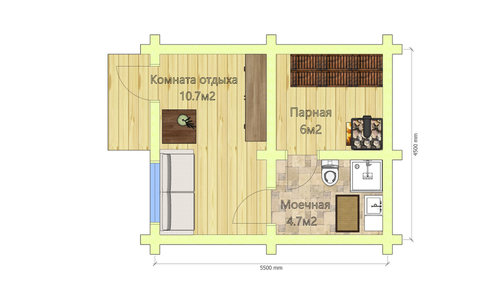 План бани 6 х 6