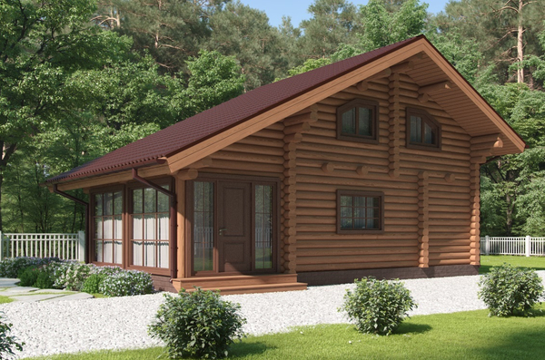 Дом-баня из бруса и бревна оцилиндрованного