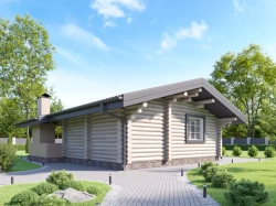 Одноэтажная баня-дом с террасой-верандой