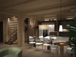 Визуализация интерьера коттеджа из бревна #272