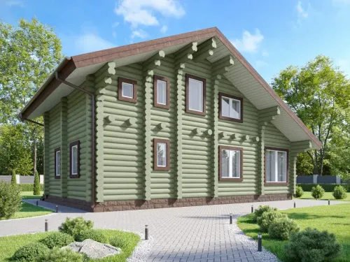 Современный дом с мансардой из бревна