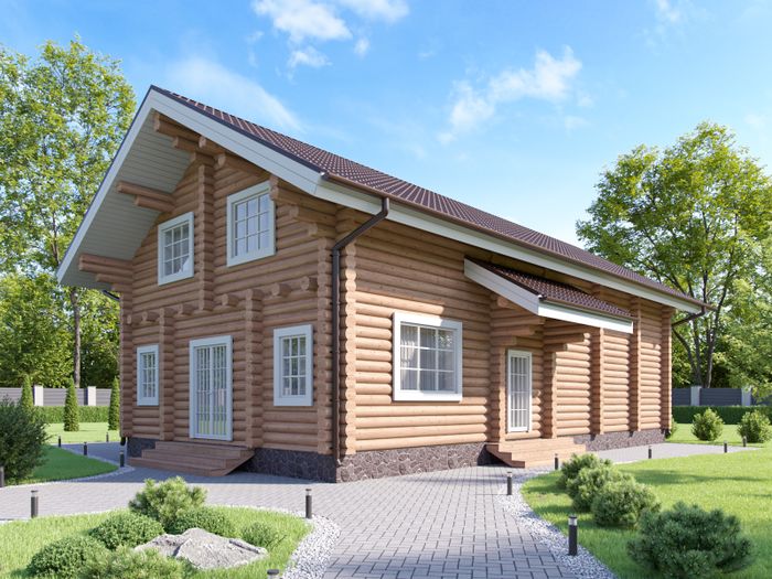 Большие дома 200 м² с парной из бревна под усадку