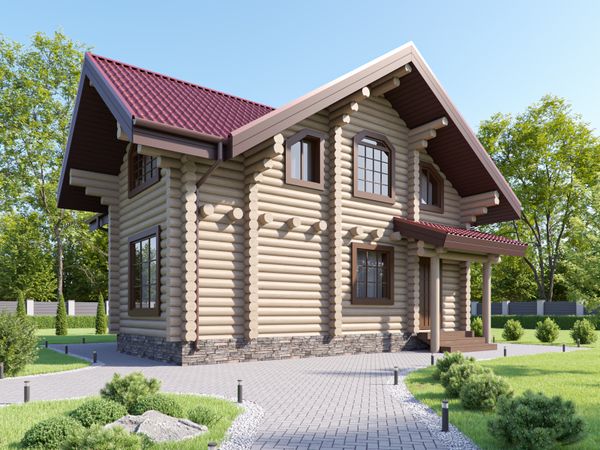Современные дома из оцилиндрованного бревна сруба