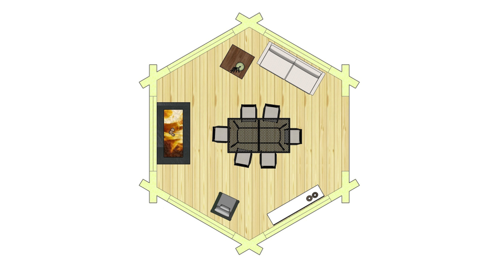 Беседка из бревна шестигранная 3,45 м в осях