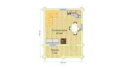 Дом #2011 6 х 6 +1,5 план первого этажа