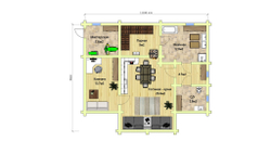 Одноэтажная баня-изба с банным комплексом для отдыха