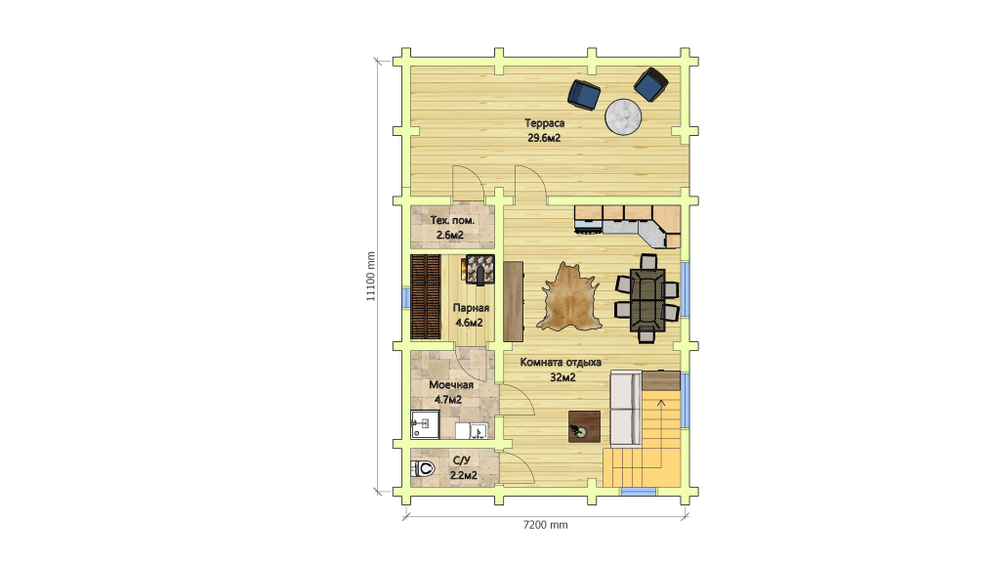 План первого этажа бани #704