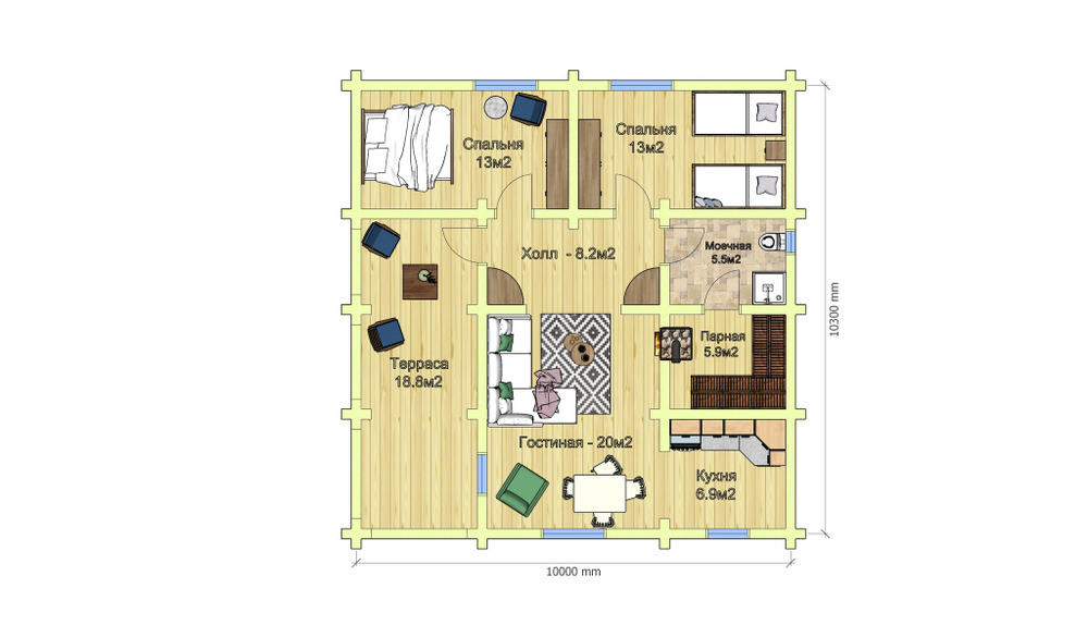 Дом-баня из оцилиндрованного бревна цена