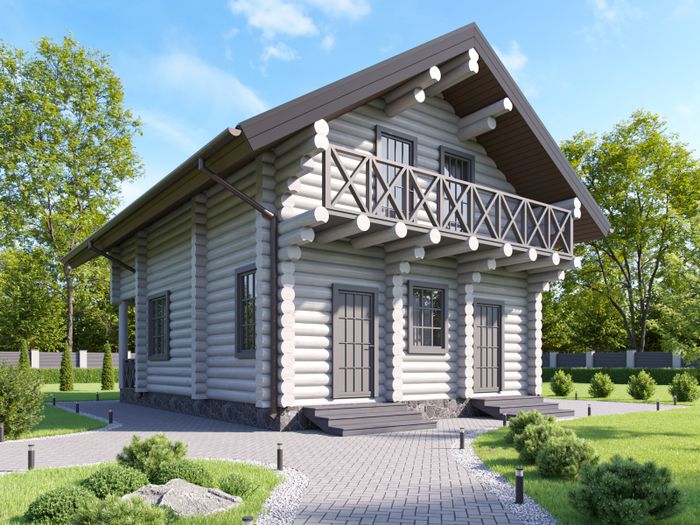 Коттедж-дом из оцилиндрованного бревна 7 на 11 2