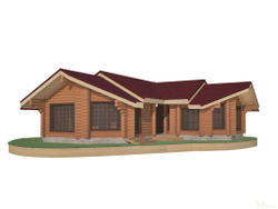 Визуализация бани из бревна сруба #648