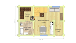 Планировка первого этажа (размеры 5.4х8.3 в осях) #527