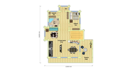 План первого этажа коттеджа с террасой #930