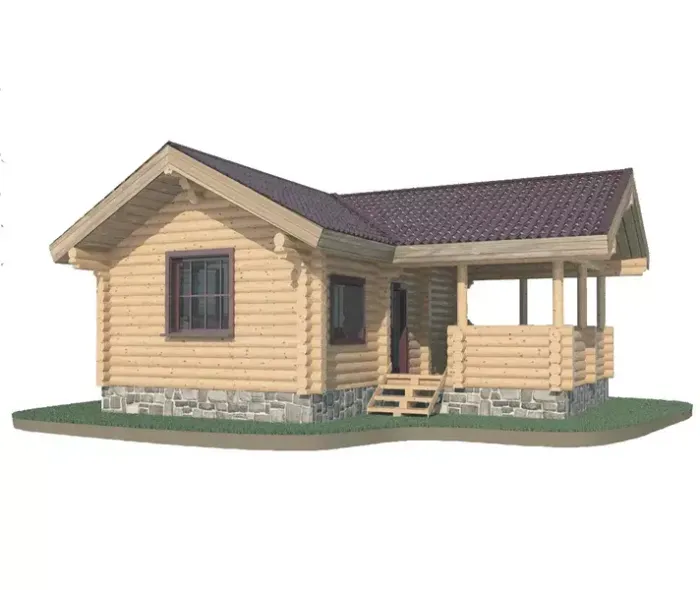 Дом с террасой и сауной из сруба 2