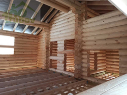 Сборка бани #1114 из бревна 220 февраль 2021