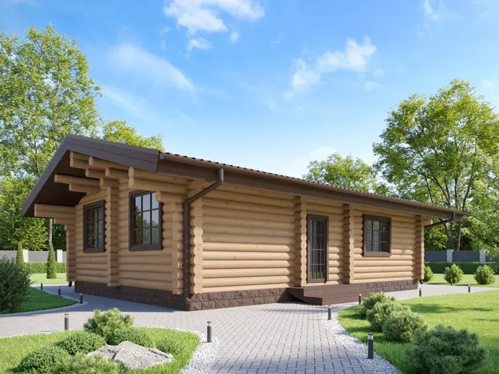 Деревянная баня с двумя комнатами-спальнями