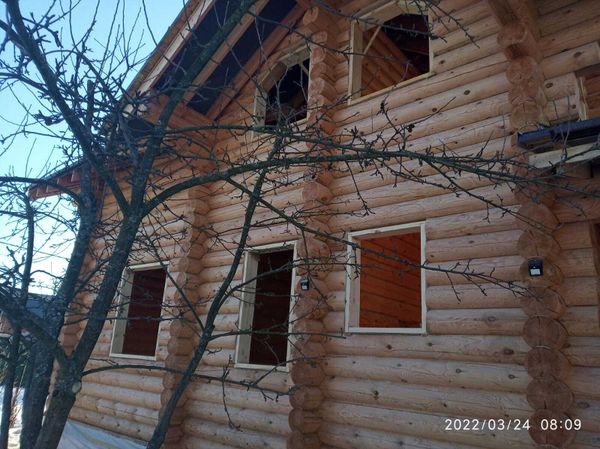 Окосячка проемов деревянного дома, обсада окон сруба 2