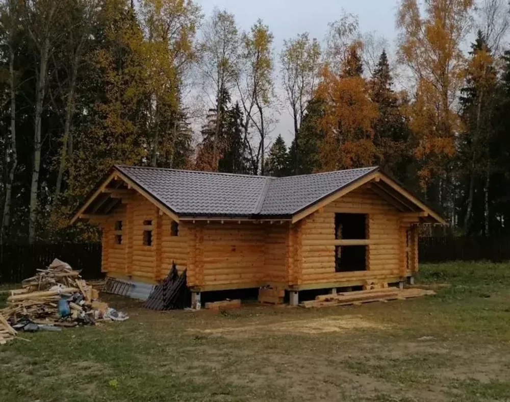 #1298 баня в октябре 2022, монтаж металлочерепицы