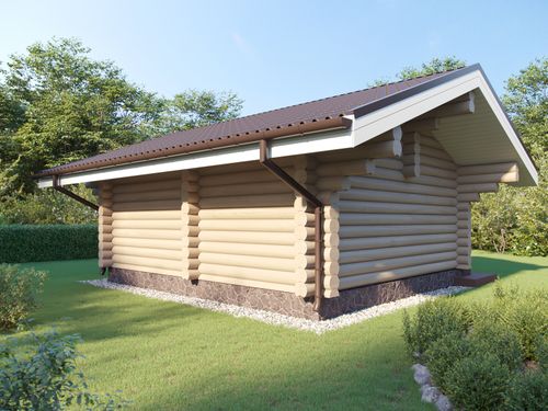 Баня из бревна с панорамными окнами