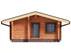 Одноэтажная баня из бревна с комнатой отдыха