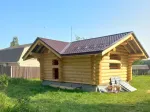 Баня #1352 в бревне 300 в июне 2023 под металлочерепицу