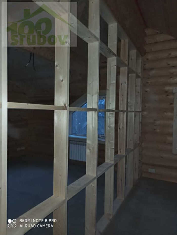 Сруб-коттедж 848: обсада (окосячка), окна, двери, водосточная система, фундамент винтовые сваи 2