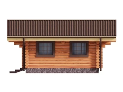 Одноэтажная баня из бревна с комнатой отдыха