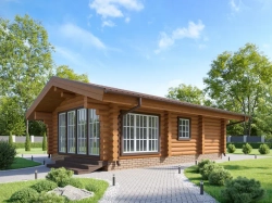 Дом-баня из бревна с барбекю