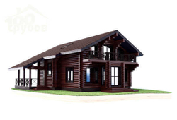 Проект дома из бревна в стиле шале #930