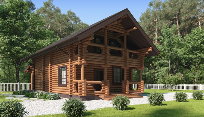 Деревянные дома с мансардой, балконом и террасой в скандинавском стиле 2