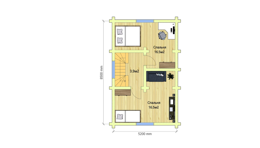 План мансарды дома-бани #199