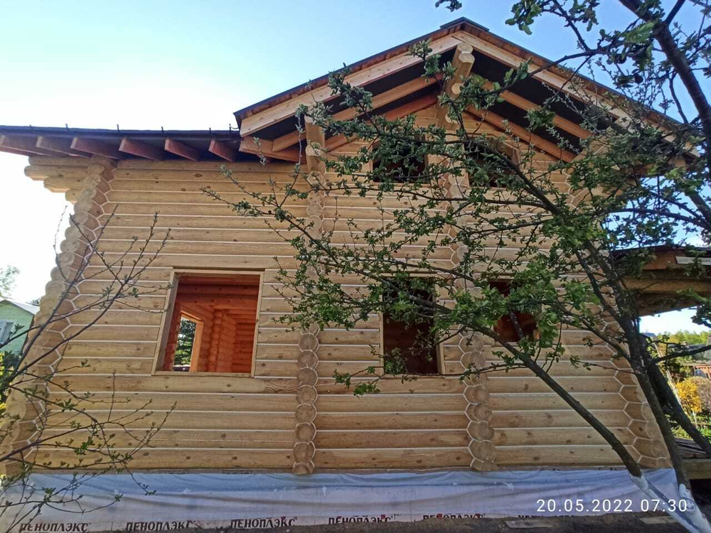 #983 коттедж, май 2022 - шлифовка, герметик теплый шов, покраска