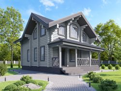 Дом-коттедж #902 из оцилиндрованного бревна с мансардой