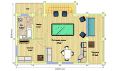 План первого этажа дома из бревна #937