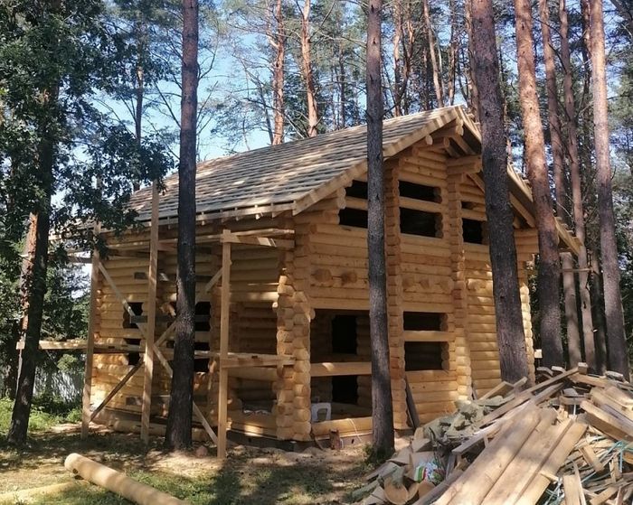 Строительство деревянного дома-бани с мансардой 2