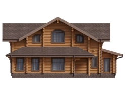 Деревянный дом с террасой и мансардой