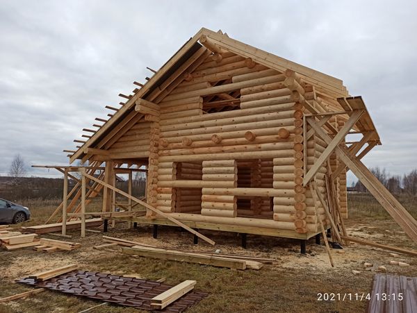 #1193 продолжение сборки бани-дома