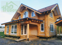 Дом из оцилиндрованного бревна в Отраде Пятницкое шоссе. Гибкая черепица Tegola Лемех красный Европа