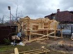 #1235 сборка бани из оцилиндрованного бревна 220мм, апрель 2022