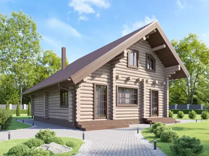 Баня c мансардой 9х9 из сруба