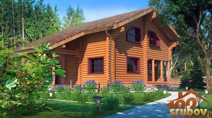 Дом из оцилиндрованного бревна с мансардой 13 х 10 1