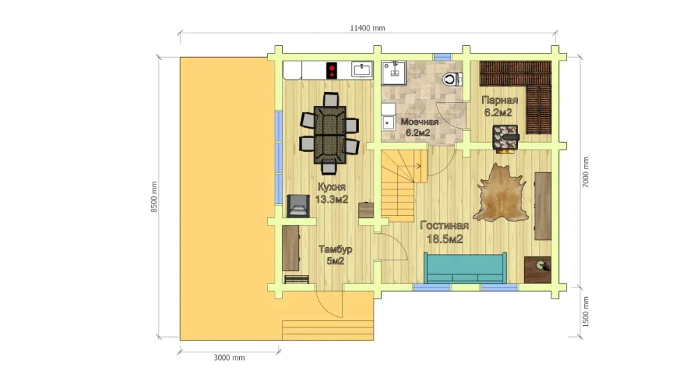 Современные бани-дома с мансардой