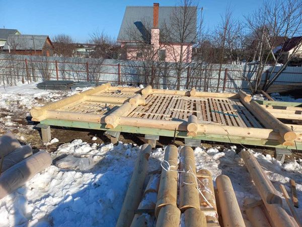#1224 сборка сруба из бревна 280мм в феврале 2022
