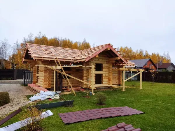 октябрь 2022, монтаж металлочерепицы бани #1297